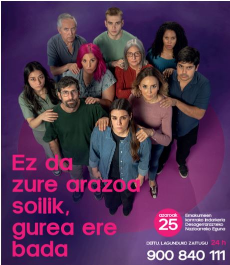 Emakunderen kanpaina “Ez da zure arazoa soilik, gurea ere bada” 